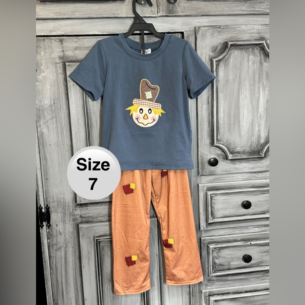 Kids Scarecrow Graphic Matching Set - Blue and Orange